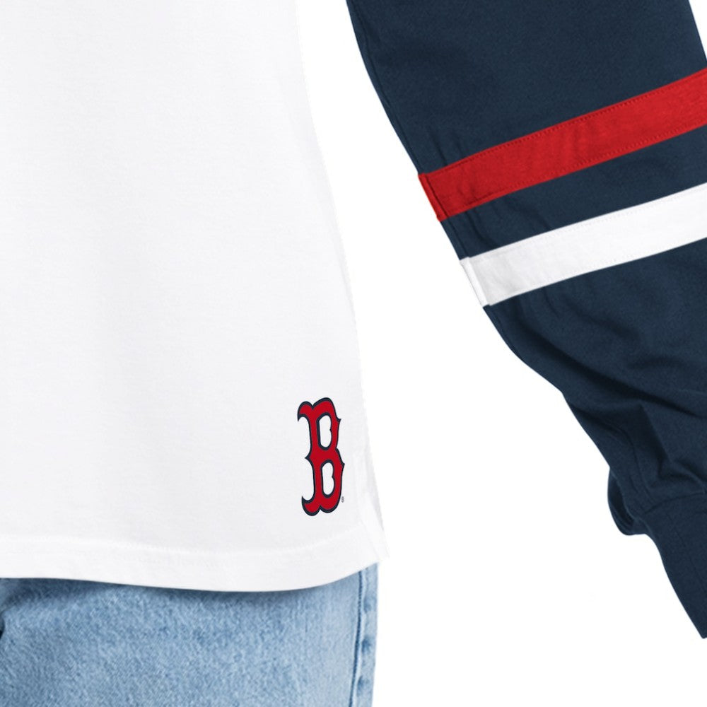 Boston Red Sox G-III 4Her by Carl Banks Women's Key Player Oversized Hooded Long Sleeve T-Shirt - White/Navy