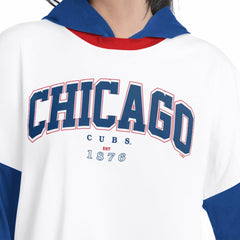 Chicago Cubs G-III 4Her by Carl Banks Women's Key Player Oversized Hooded Long Sleeve T-Shirt - White/Royal