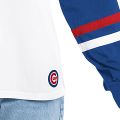 Chicago Cubs G-III 4Her by Carl Banks Women's Key Player Oversized Hooded Long Sleeve T-Shirt - White/Royal