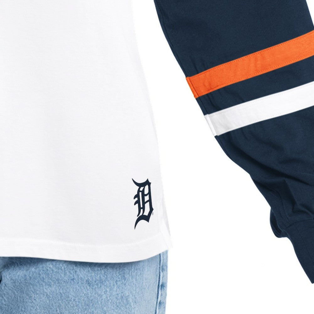 Detroit Tigers G-III 4Her by Carl Banks Women's Key Player Oversized Hooded Long Sleeve T-Shirt - White/Navy