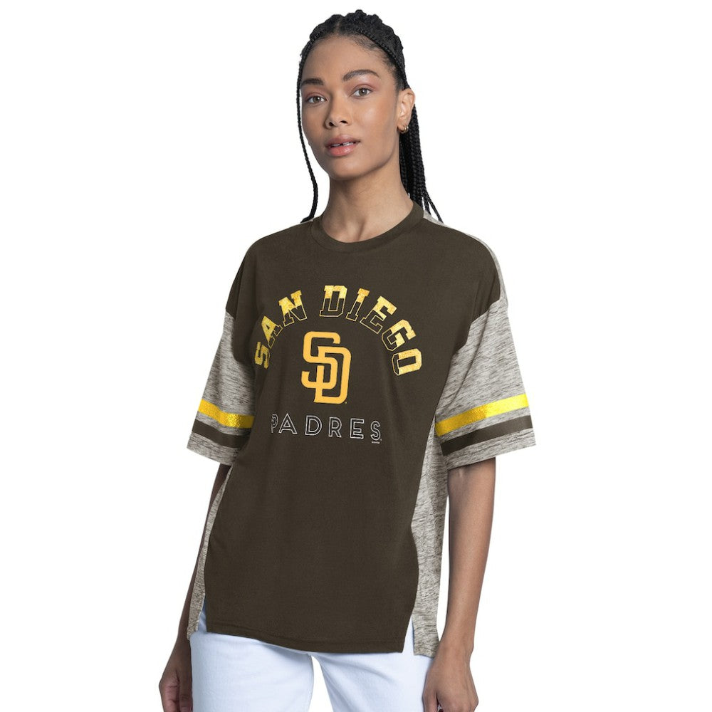 San Diego Padres G-III 4Her by Carl Banks Women's Off-Season Oversized Top - Brown