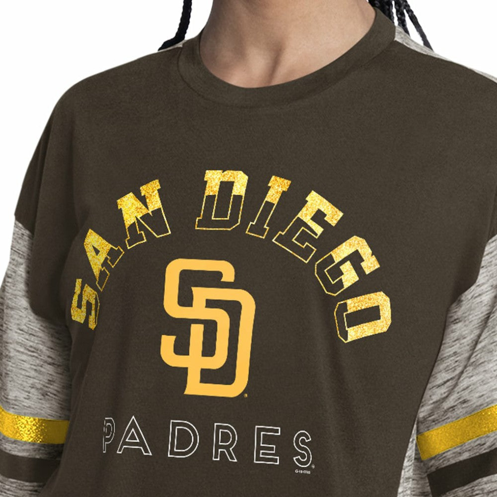 San Diego Padres G-III 4Her by Carl Banks Women's Off-Season Oversized Top - Brown