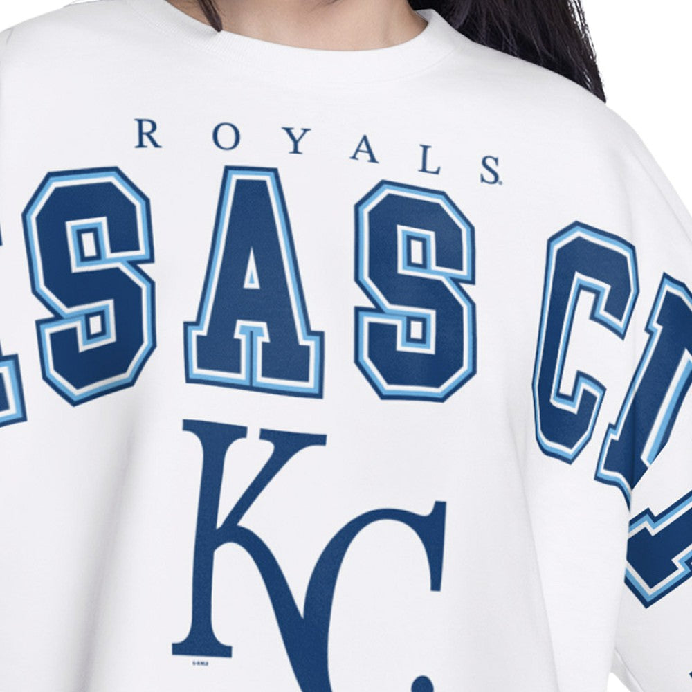 Kansas City Royals G-III 4Her by Carl Banks Women's Bleachers Cropped Pullover Sweatshirt - White
