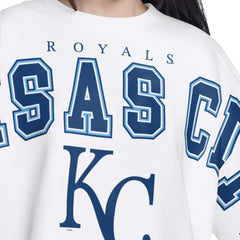 Kansas City Royals G-III 4Her by Carl Banks Women's Bleachers Cropped Pullover Sweatshirt - White