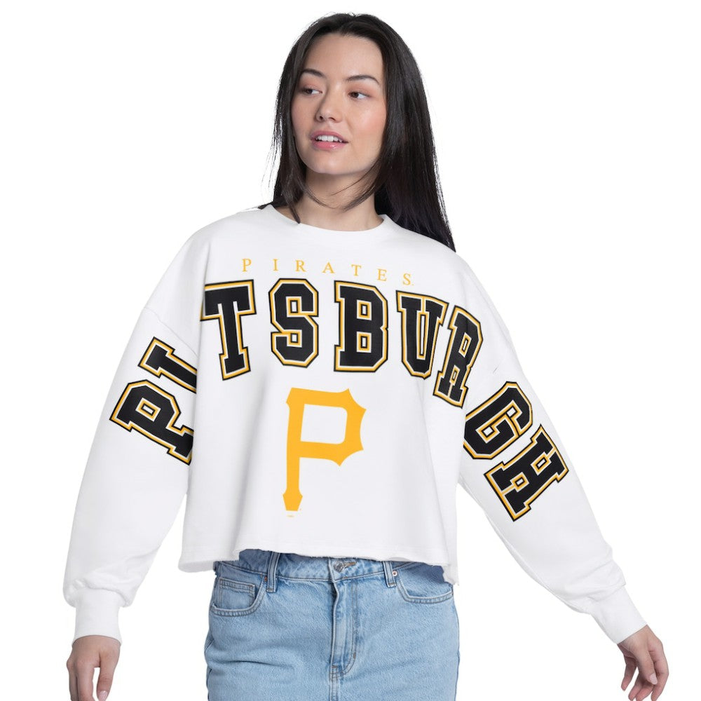 Pittsburgh Pirates G-III 4Her by Carl Banks Women's Bleachers Cropped Pullover Sweatshirt - White