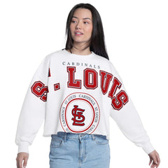 St. Louis Cardinals G-III 4Her by Carl Banks Women's Bleachers Cropped Pullover Sweatshirt - White