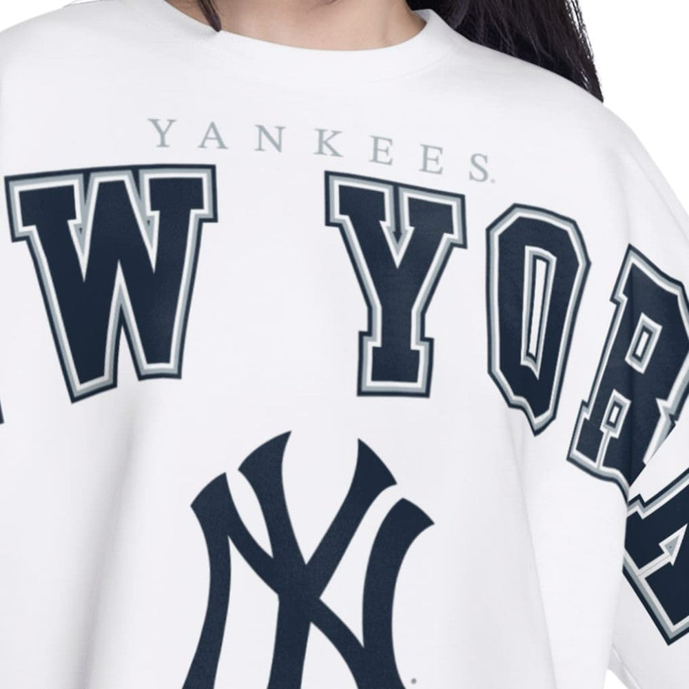 New York Yankees G-III 4Her by Carl Banks Women's Bleachers Cropped Pullover Sweatshirt - White