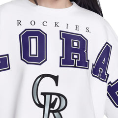 Colorado Rockies G-III 4Her by Carl Banks Women's Bleachers Cropped Pullover Sweatshirt - White