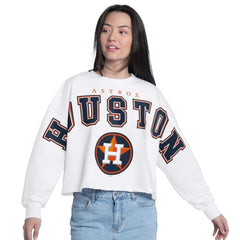 Houston Astros G-III 4Her by Carl Banks Women's Bleachers Cropped Pullover Sweatshirt - White