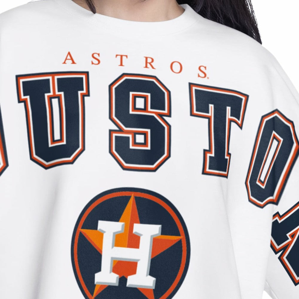 Houston Astros G-III 4Her by Carl Banks Women's Bleachers Cropped Pullover Sweatshirt - White