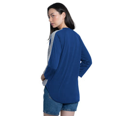 Texas Rangers G-III 4Her by Carl Banks Women's Speed Training 3/4-Sleeve Rhinestone V-Neck T-Shirt - Royal/Heather Royal