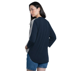 Boston Red Sox G-III 4Her by Carl Banks Women's Speed Training 3/4-Sleeve Rhinestone V-Neck T-Shirt - Navy/Heather Navy