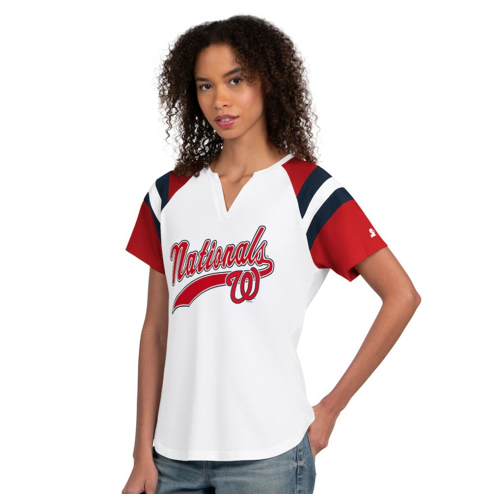 Washington Nationals Starter Women's Game On Notch Neck T-Shirt - White