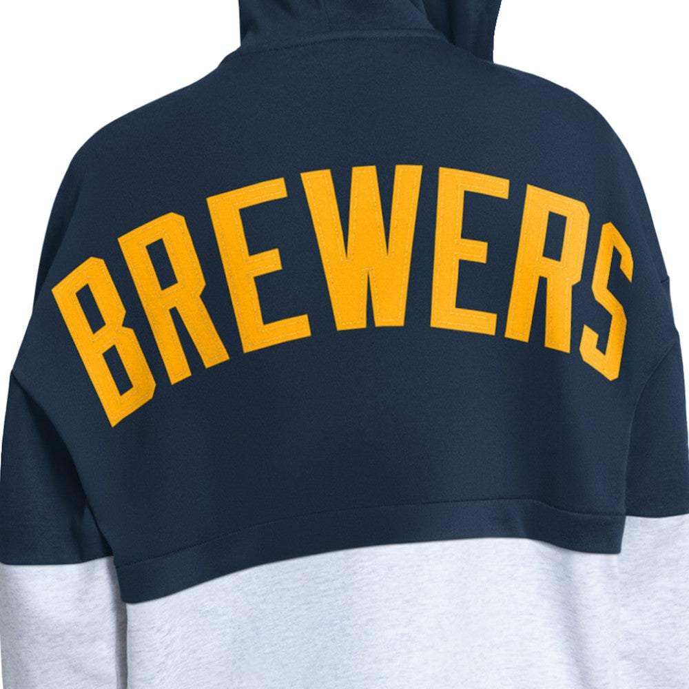 Milwaukee Brewers Starter Women's Wishbone Full-Zip Hoodie - Navy/Heather Gray