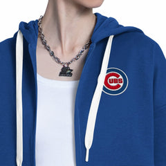 Chicago Cubs Starter Women's Wishbone Full-Zip Hoodie - Royal/Heather Gray