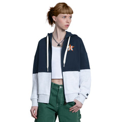 Houston Astros Starter Women's Wishbone Full-Zip Hoodie - Navy/Heather Gray