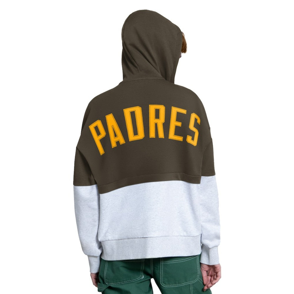 San Diego Padres Starter Women's Wishbone Full-Zip Hoodie - Brown/Heather Gray