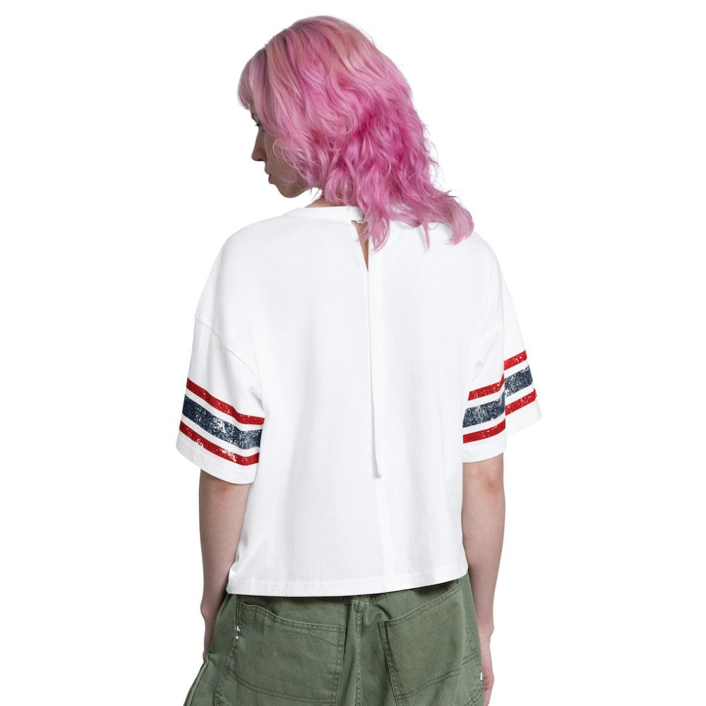 Cleveland Guardians Starter Women's Cropped Hurry Up Offense T-Shirt - White
