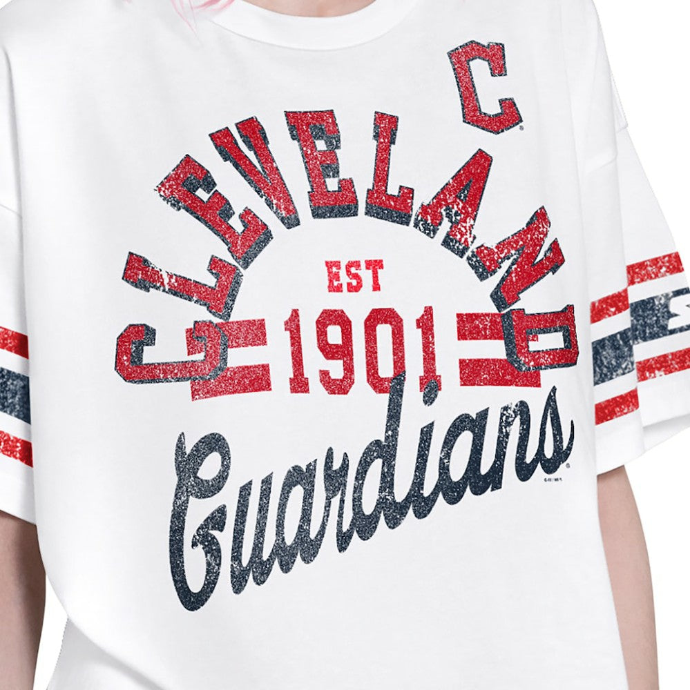 Cleveland Guardians Starter Women's Cropped Hurry Up Offense T-Shirt - White