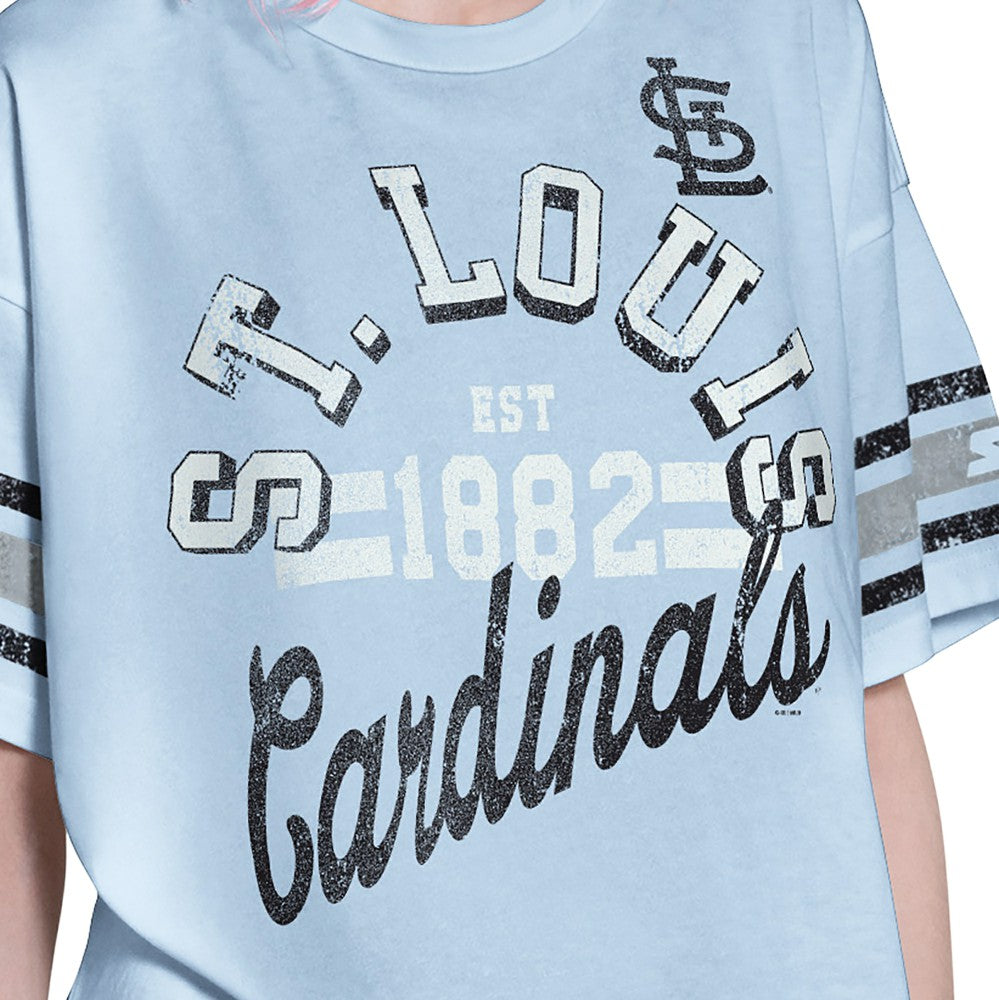 St. Louis Cardinals Starter Women's Cropped Hurry Up Offense T-Shirt - Light Blue