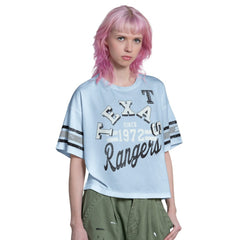 Texas Rangers Starter Women's Cropped Hurry Up Offense T-Shirt - Light Blue