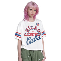 Chicago Cubs Starter Women's Cropped Hurry Up Offense T-Shirt - White