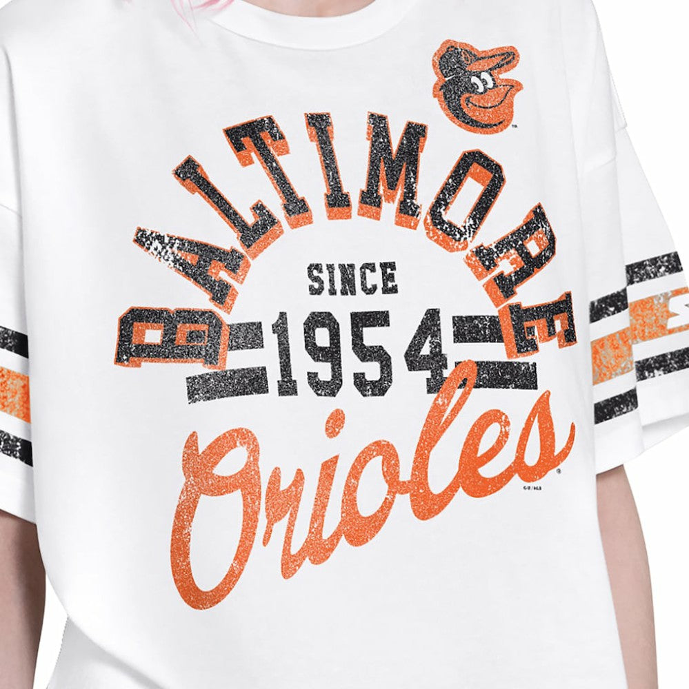Baltimore Orioles Starter Women's Cropped Hurry Up Offense T-Shirt - White