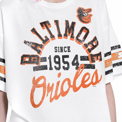Baltimore Orioles Starter Women's Cropped Hurry Up Offense T-Shirt - White