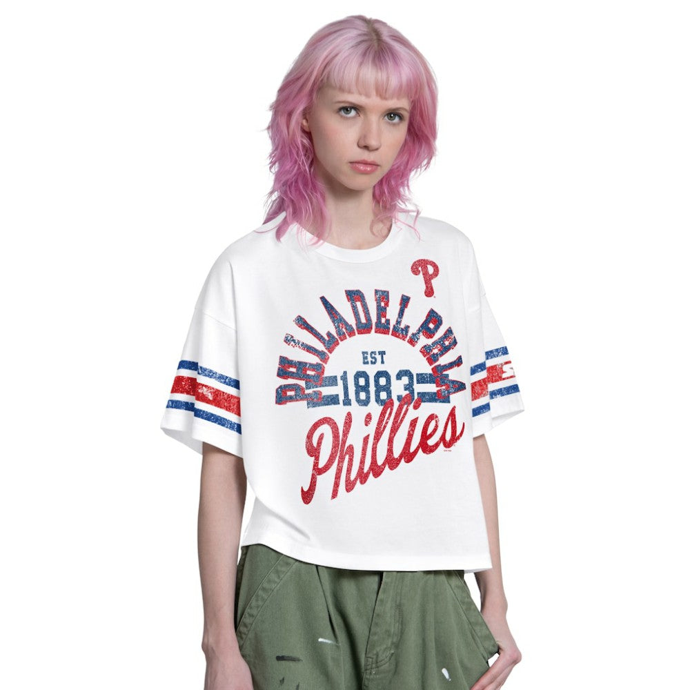 Philadelphia Phillies Starter Women's Cropped Hurry Up Offense T-Shirt - White