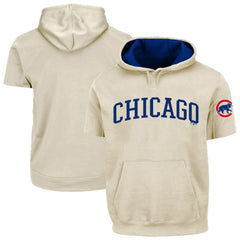 Chicago Cubs Profile Big & Tall Contrast Short Sleeve Hoodie - Cream