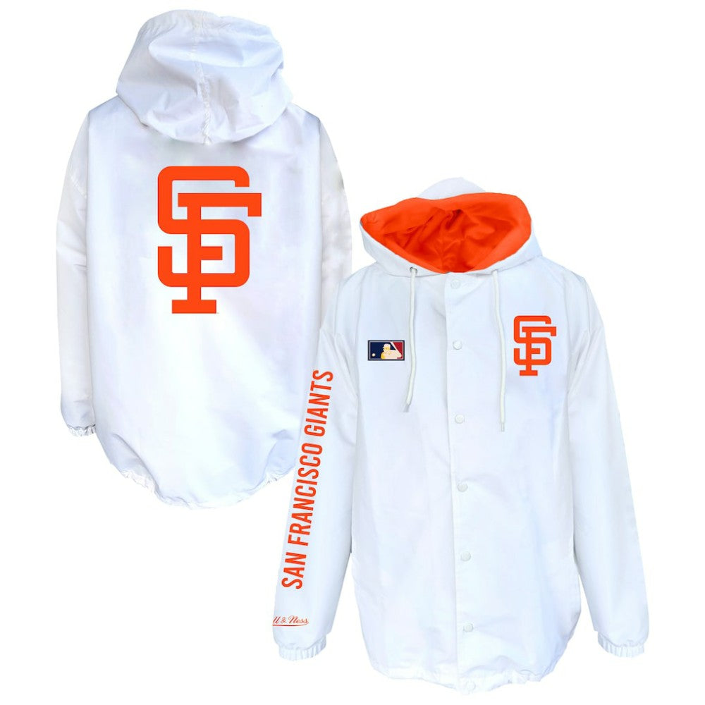 San Francisco Giants Big & Tall Full-Snap Hooded Jacket - White | Mitchell & Ness