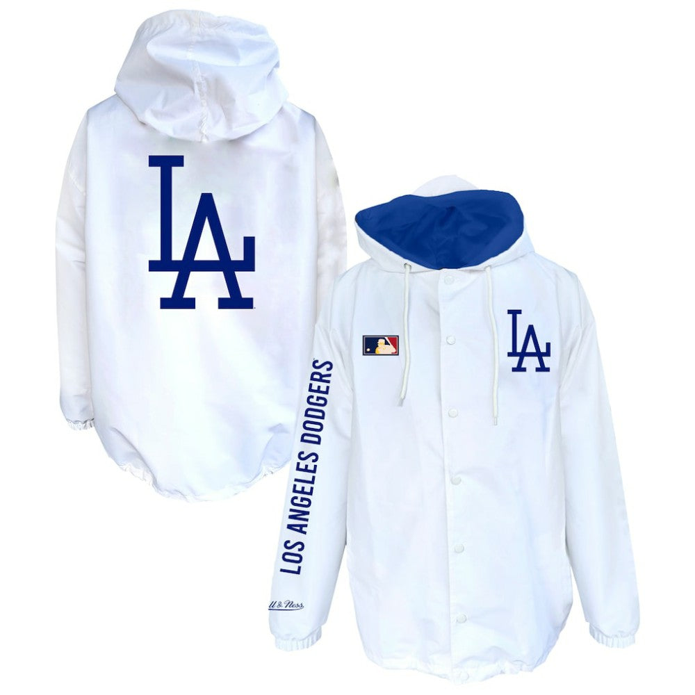 Los Angeles Dodgers Big & Tall Full-Snap Hooded Jacket - White | Mitchell & Ness