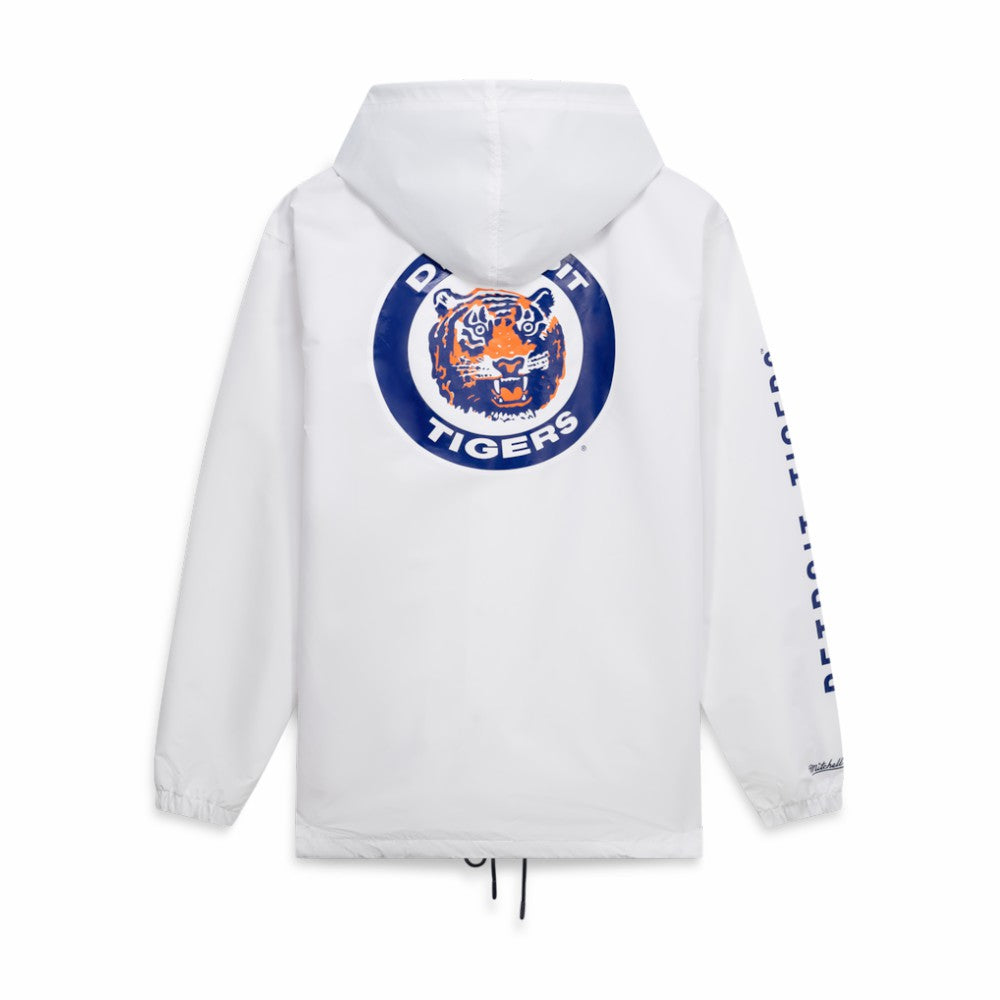Detroit Tigers Big & Tall Full-Snap Hooded Jacket - White | Mitchell & Ness