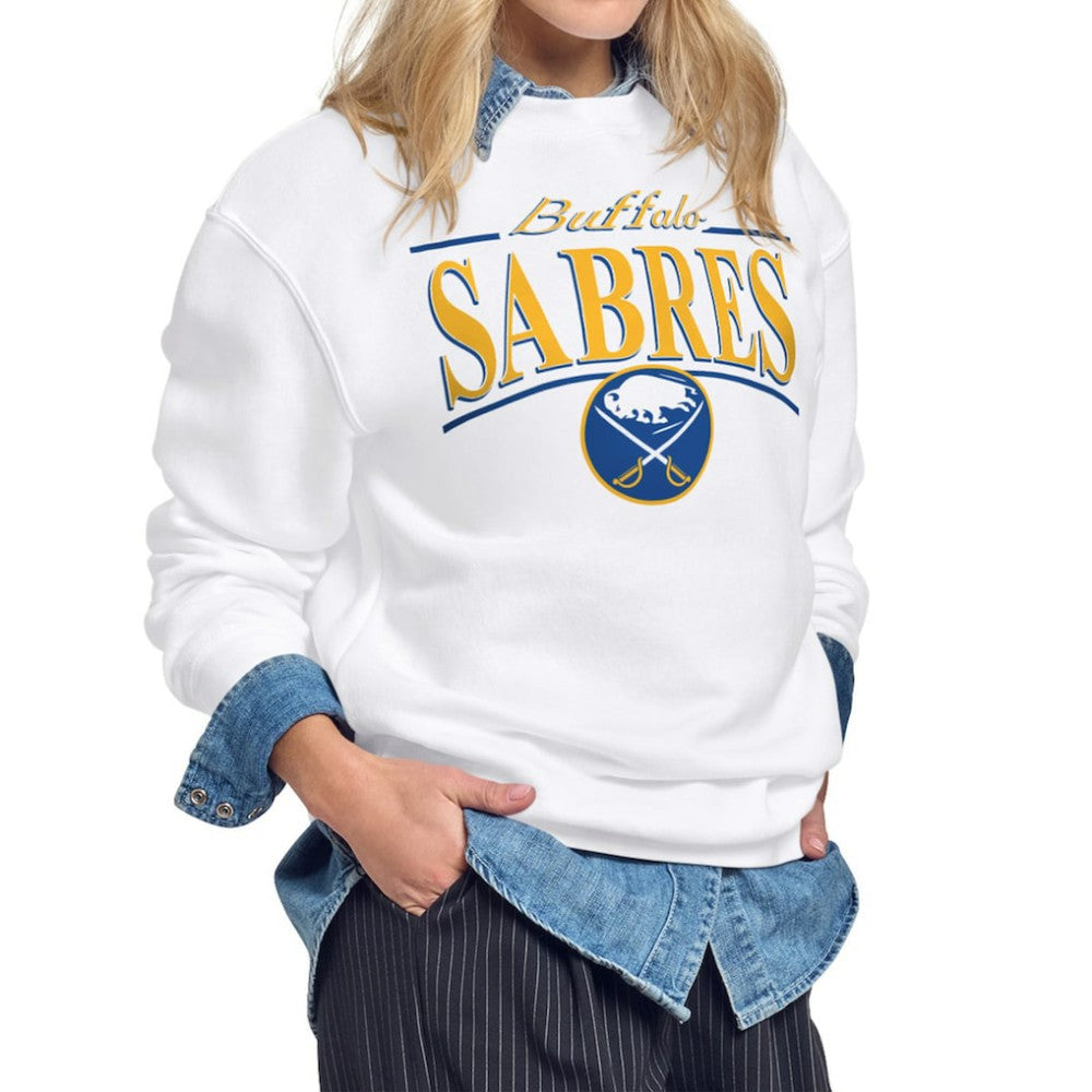 Buffalo Sabres Starter Women's Arch Stripe Fleece Sweatshirt White