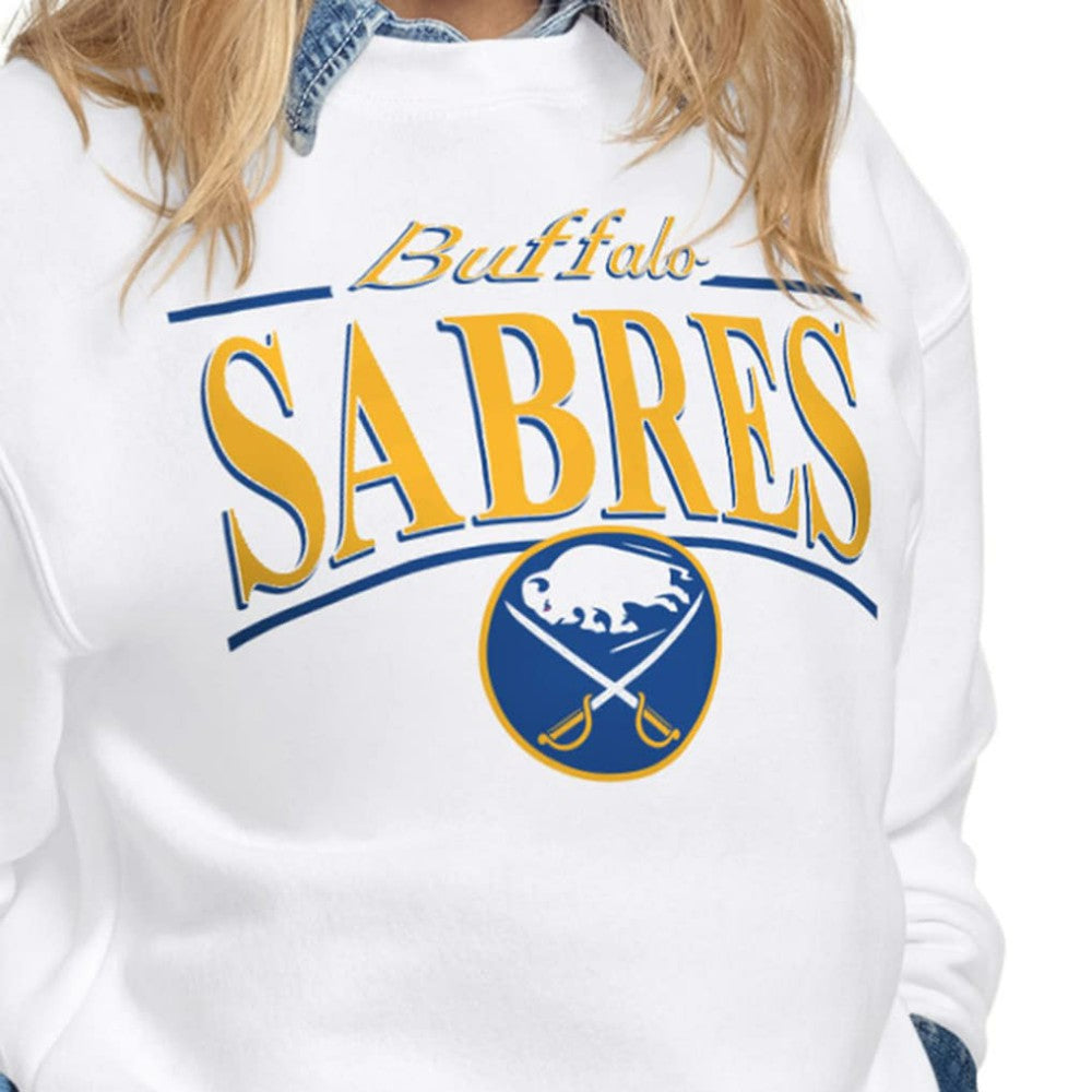 Buffalo Sabres Starter Women's Arch Stripe Fleece Sweatshirt White