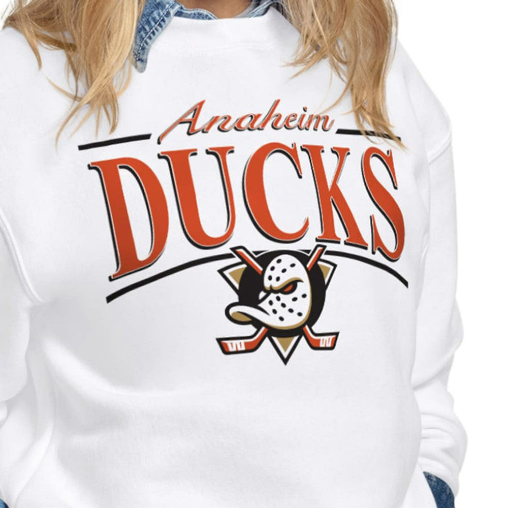 Anaheim Ducks Starter Women's Arch Stripe Fleece Sweatshirt White