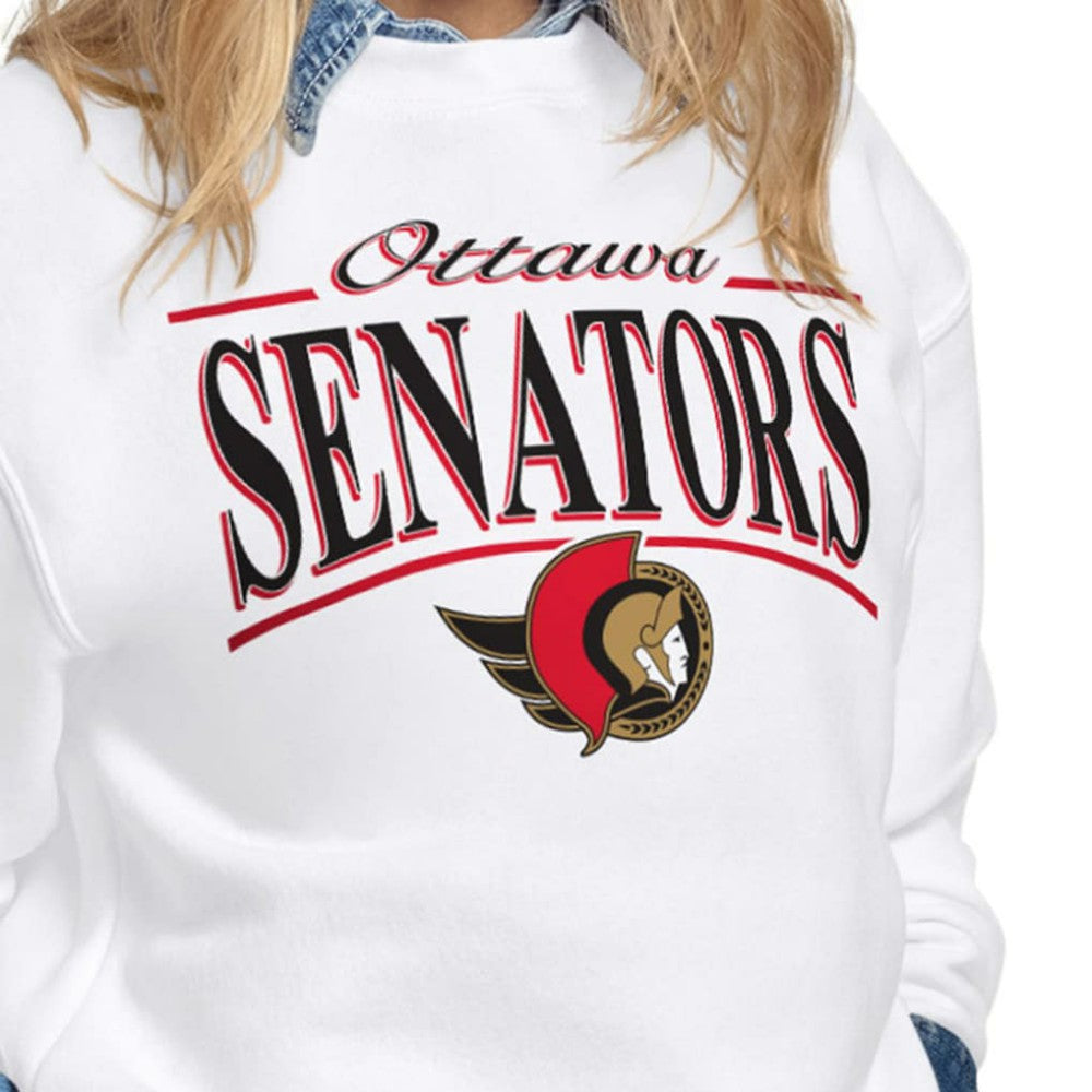 Ottawa Senators Starter Women's Arch Stripe Fleece Sweatshirt White