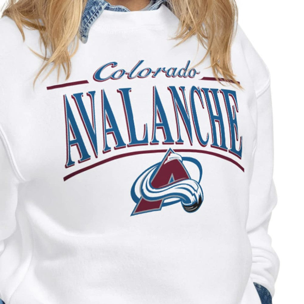 Colorado Avalanche Starter Women's Arch Stripe Fleece Sweatshirt White