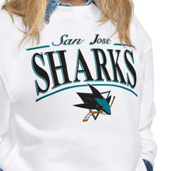 San Jose Sharks Starter Women's Arch Stripe Fleece Sweatshirt White