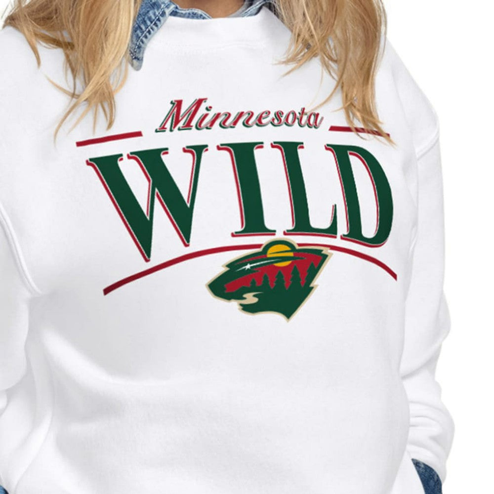 Minnesota Wild Starter Women's Arch Stripe Fleece Sweatshirt White