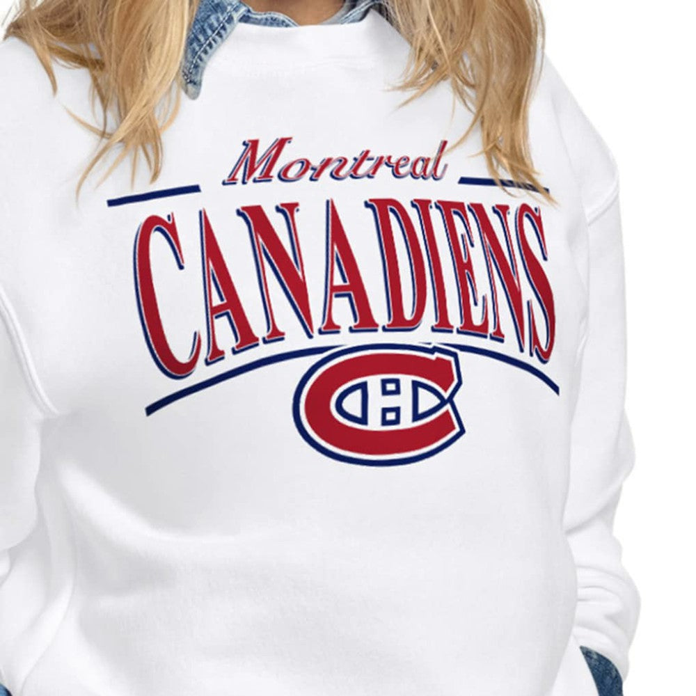 Montreal Canadiens Starter Women's Arch Stripe Fleece Sweatshirt White