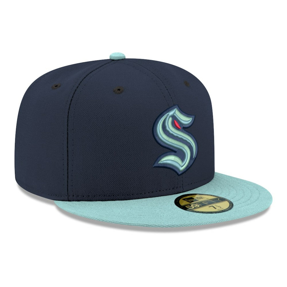 Seattle Kraken New Era Core Logo Two-Tone 59FIFTY Fitted Hat Navy