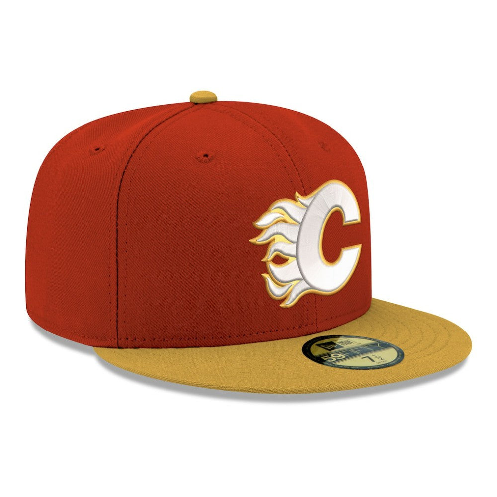 Calgary Flames New Era Core Logo Two-Tone 59FIFTY Fitted Hat Red