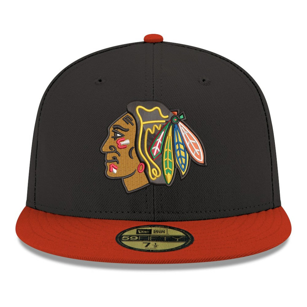 Chicago Blackhawks New Era Core Logo Two-Tone 59FIFTY Fitted Hat Black