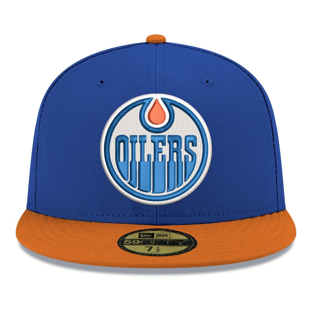 Edmonton Oilers New Era Core Logo Two-Tone 59FIFTY Fitted Hat Royal
