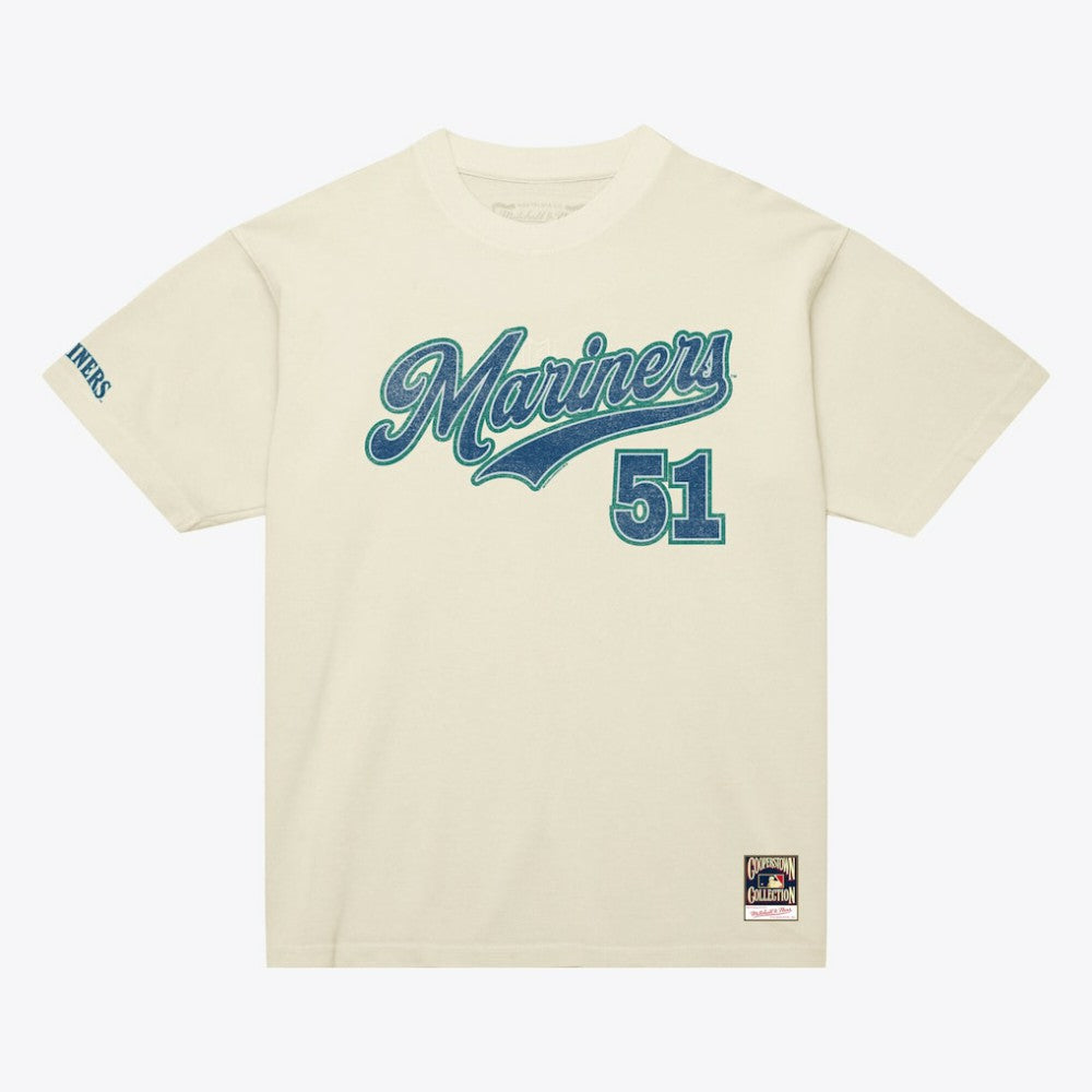 Ichiro Suzuki Seattle Mariners Cooperstown Collection Throwback Name & Number T-Shirt - Cream | Mitchell & Ness