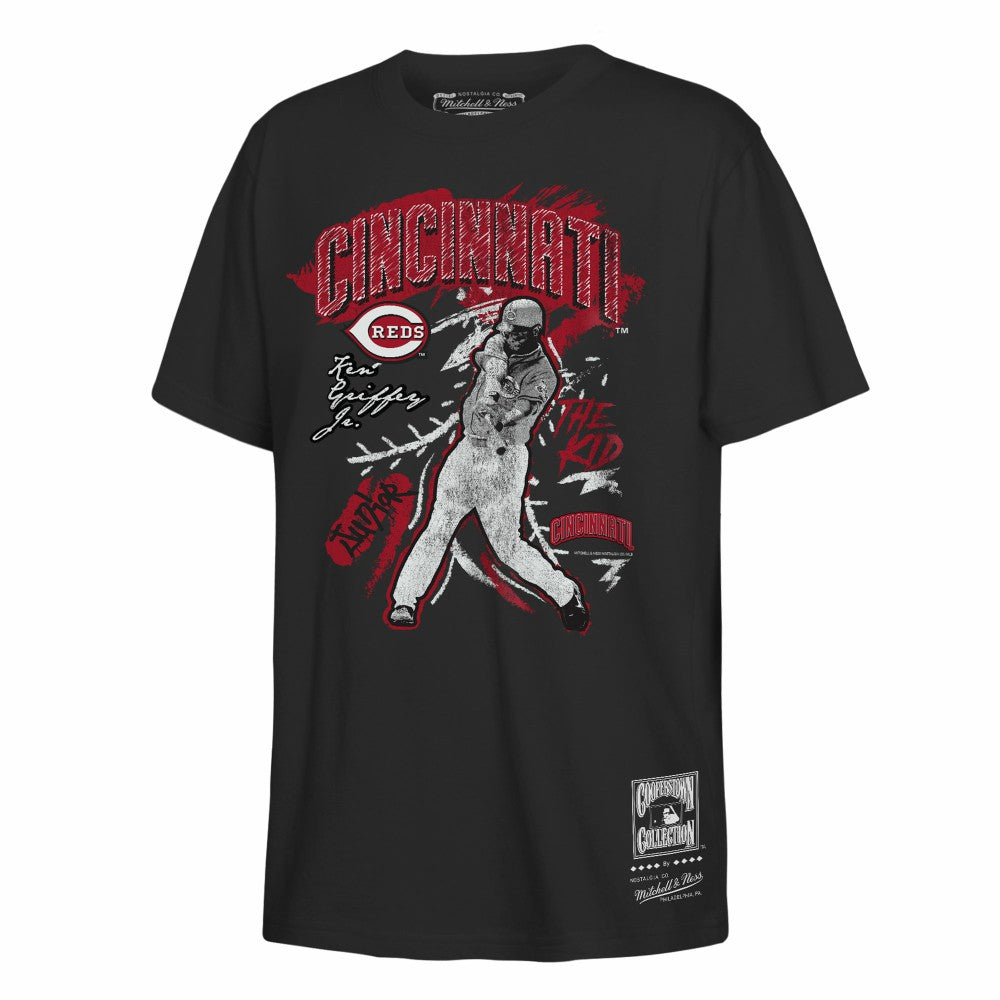 Ken Griffey Cincinnati Reds Youth Chalked Up Player T-Shirt - Black | Mitchell & Ness