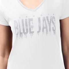 Toronto Blue Jays G-III 4Her by Carl Banks Women's Metallic Drop Lightweight V-Neck T-Shirt - White