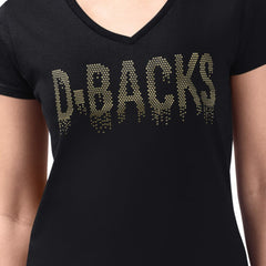 Arizona Diamondbacks G-III 4Her by Carl Banks Women's Metallic Drop Lightweight V-Neck T-Shirt - Black