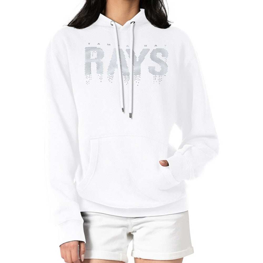 Tampa Bay Rays G-III 4Her by Carl Banks Women's Metallic Drop Fleece Hoodie - White